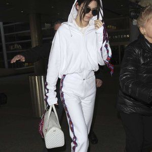 Kendall + Kylie Side-Stripe Cotton Pullover Hoodie/Jogger | Neiman Marcus L